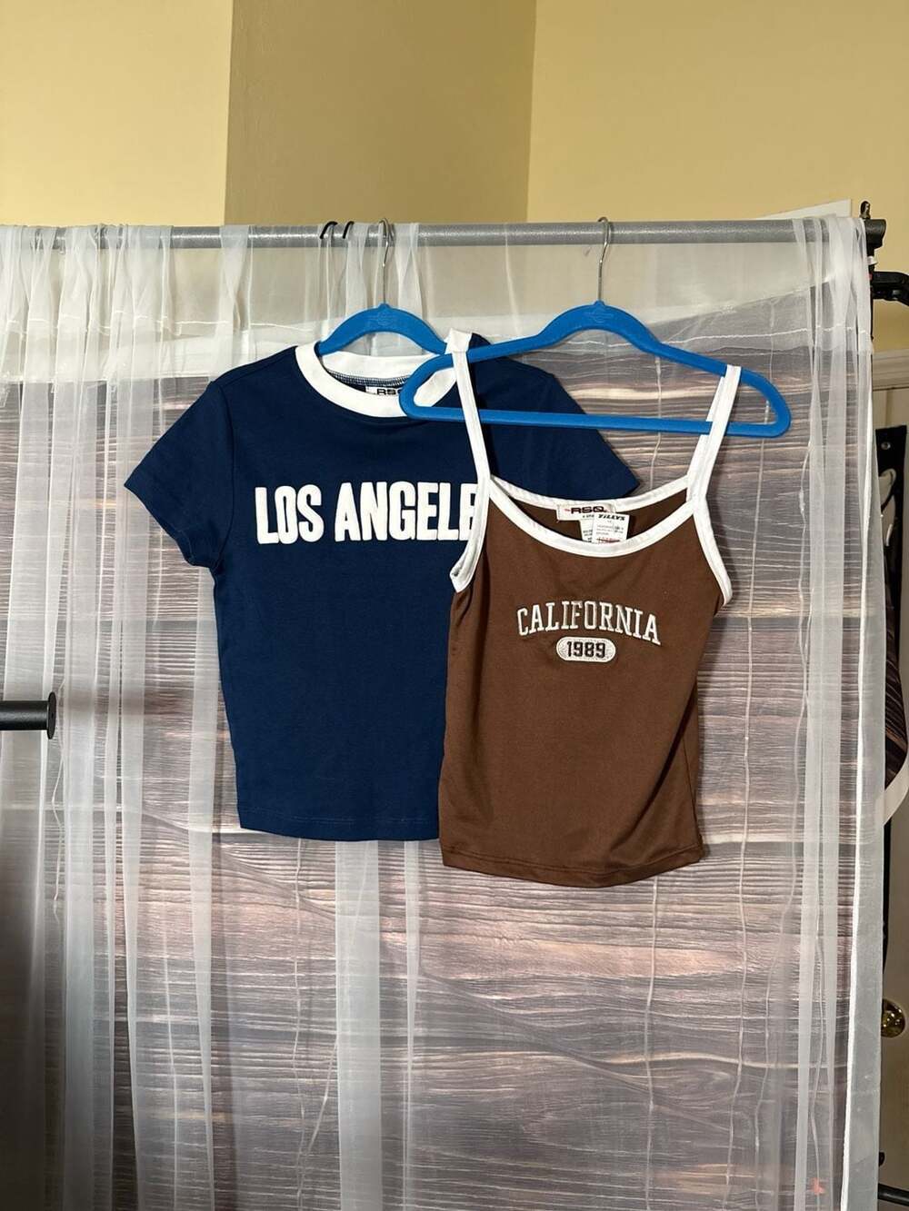 RSQ x Tilly's Los Angeles Ringer Tee and California 1989 Cami Crop Top Set XS